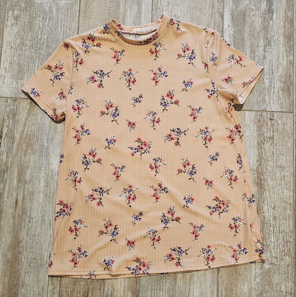 Bombom flower ribbed tee size L